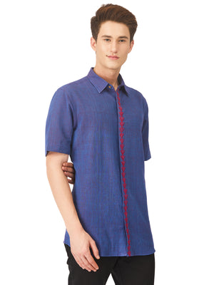 Textured Soft Handloom Royal Indigo Shirt