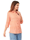 Textured Soft Handloom Shirt In Feminine Orange Hue