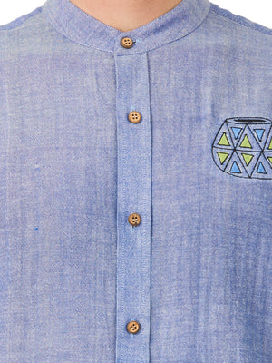 Textured Soft Handloom Blue  Shirt