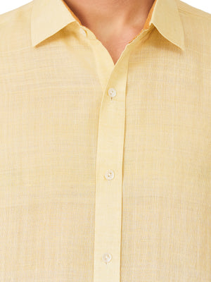 Textured Soft Handloom Shirt In Soft Orange Tone With a Mix-N-Match Combination