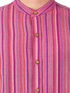 Textured Soft Handloom Shirt With Bold Stripes In Purple Look