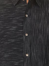 Textured Soft Handloom Shirt In Jetblack With Design Play