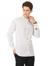 Textured Soft Handloom White Printed Shirt