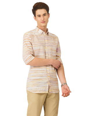 Textured Soft Handloom Shirt With Cool Horizontal Yarndyed Stripe