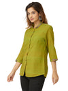 Textured Soft Handloom Shirt In Exciting Green Hue