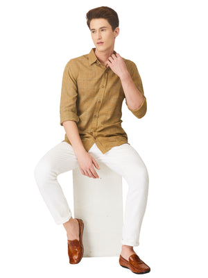Textured Soft Handloom Shirt In Classic Brown Tone With a Mix-N-Match Combination