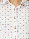 Textured Soft Handloom White Printed Shirt