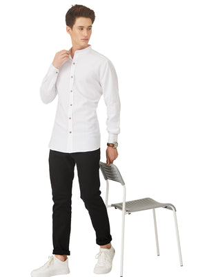 Textured Soft Handloom Classy White  Shirt