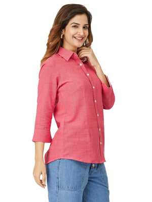 Textured Soft Handloom Shirt With Cheerful Rose Hue In Mix N Match Combo