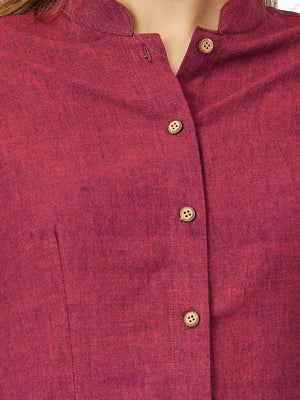 Textured Soft Handloom Bold Maroon Shirt