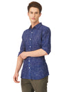 Textured Soft Handloom Royal Blue Shirt With Mix N Match Combination