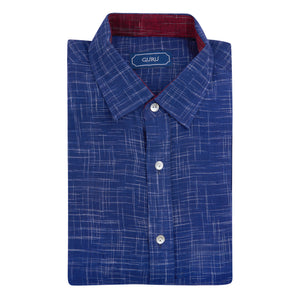 Textured Soft Handloom Royal Blue Shirt With Mix N Match Combination