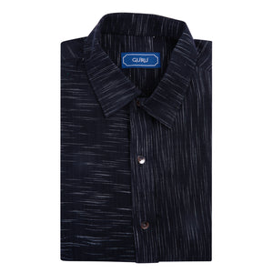 Textured Soft Handloom Shirt In Jetblack With Design Play