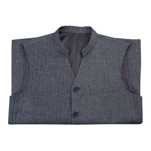 Textured Handloom Black Melange Bandi (Vest)