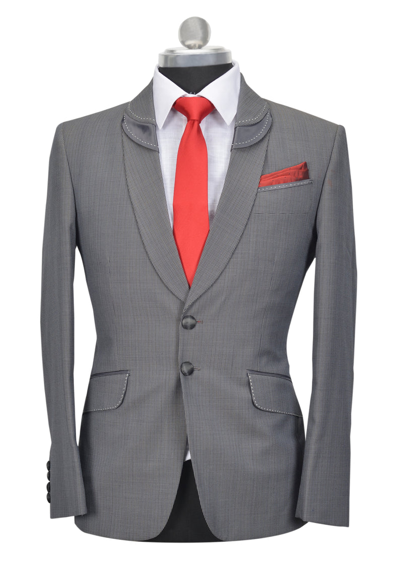 Grey Slim Fit Stylized Jacket, Size 38/48