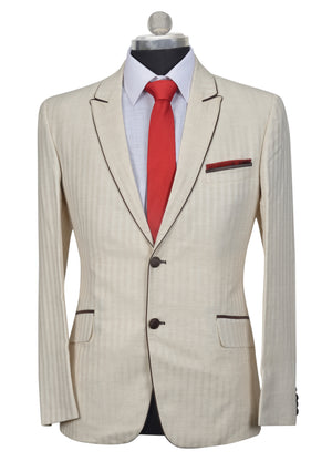 Off White Slim Fit Stylized Jacket, Size 40/50