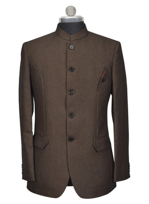 Brown Slim Fit Bandhgala Suit, Size 40/50