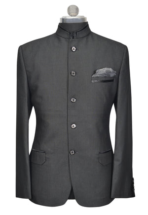 Grey Slim Fit Bandhgala Suit, Size 40/50