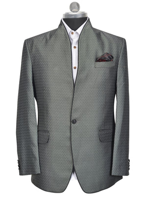 Siver Grey Slim Fit Bandhgala Suit,Size 40/50 jpg