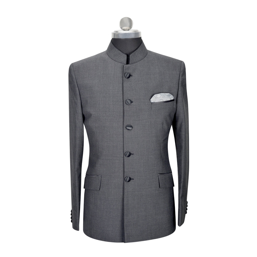 Grey Slim Fit Bandhgala Jacket, Size 40/50